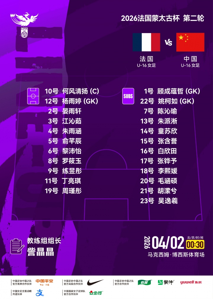 U16女足客胜法国取两连胜 周瑾彤任意球世界波何风清扬低射建功 U16女足客胜法国取两连胜 周瑾彤任意球世界波何风清扬低射建功